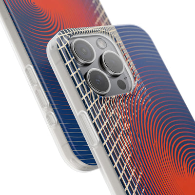 Blue Lite Phone Case for iPhone - Orange Orbit Grid