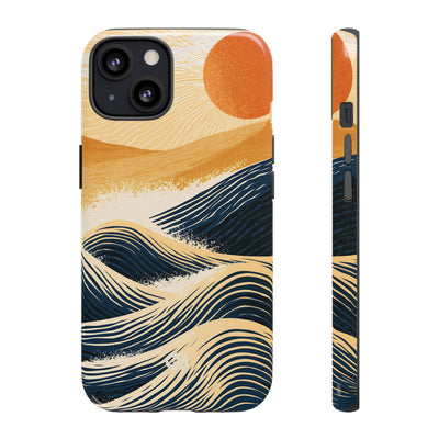 Golden Horizon Waves · Tough Phone Case for iPhone · Blue