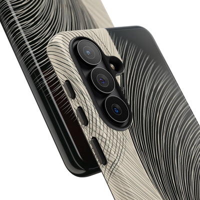 Beige Tough Phone Case for Samsung - Obsidian Cream Plume