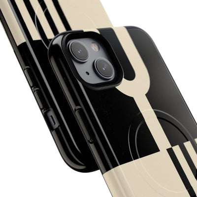 Black Tough 2.0 Magsafe Phone Case for iPhone - Ivory Signal Grid
