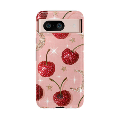 Bedazzled Ruby Cherries · Tough Phone Case for Pixel ·  Pink