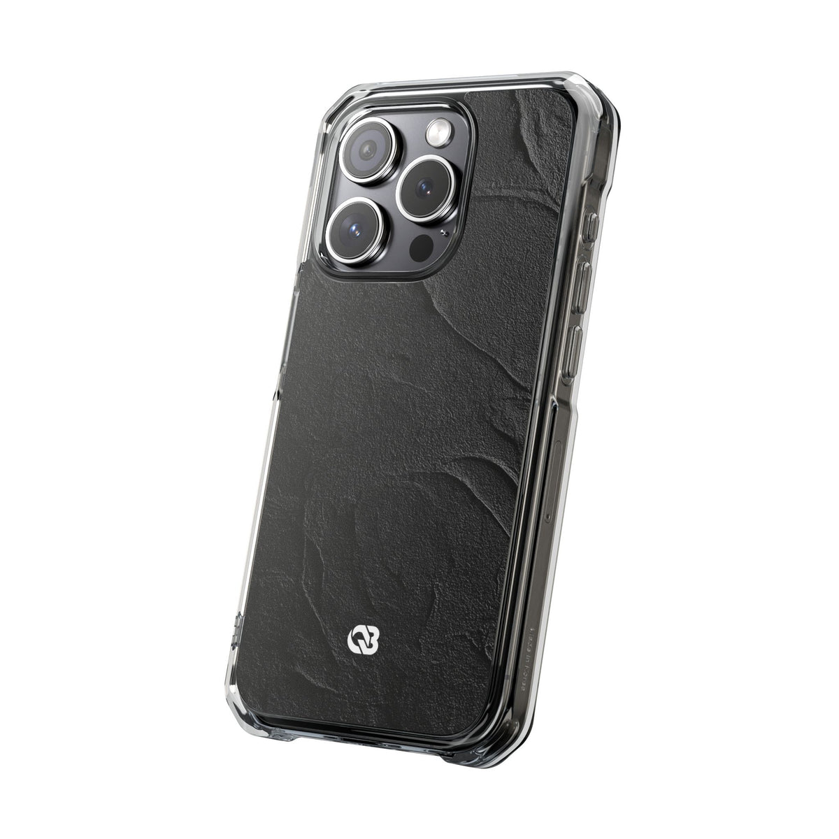 Obsidian Stucco Relief · Clear Impact Magnetic Phone Case for iPhone ·  Black