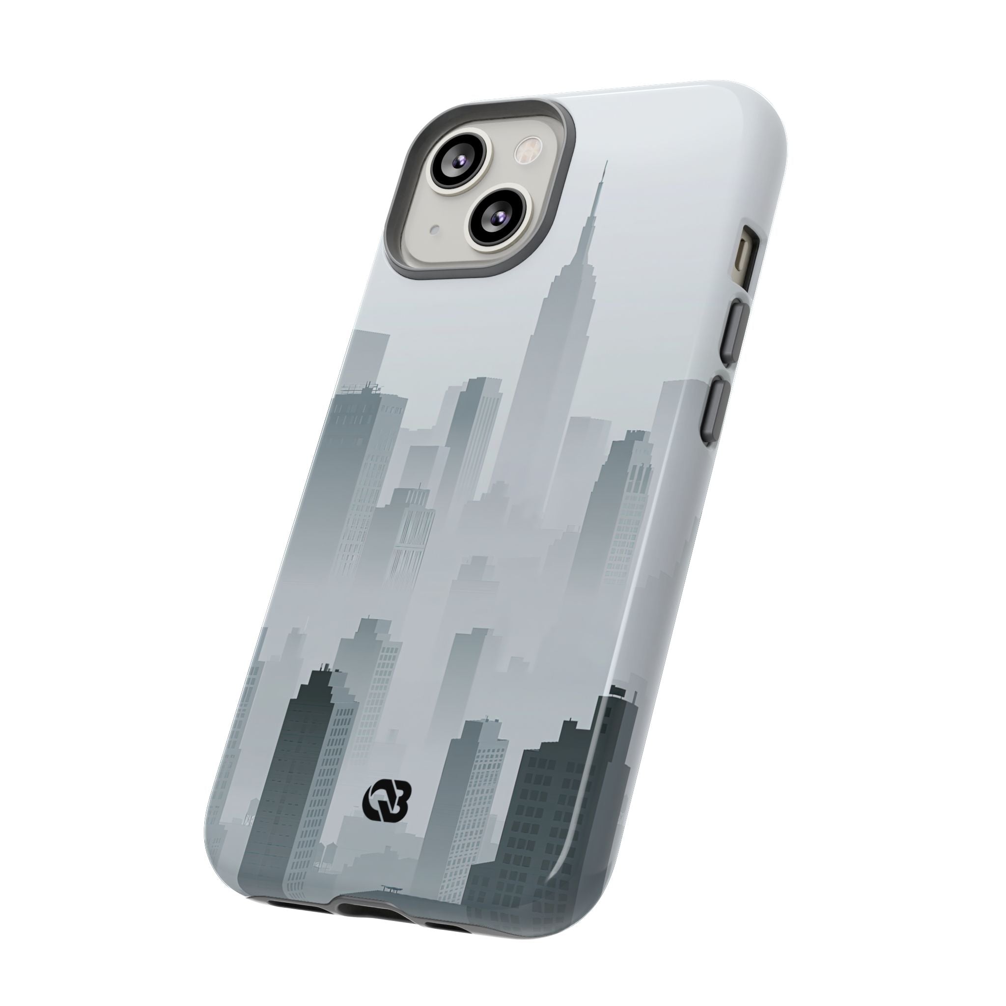 Grey Tough Phone Case for iPhone - Steel Mist Skyline