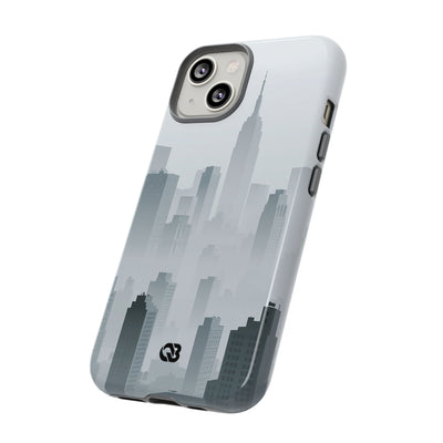 Grey Tough Phone Case for iPhone - Steel Mist Skyline
