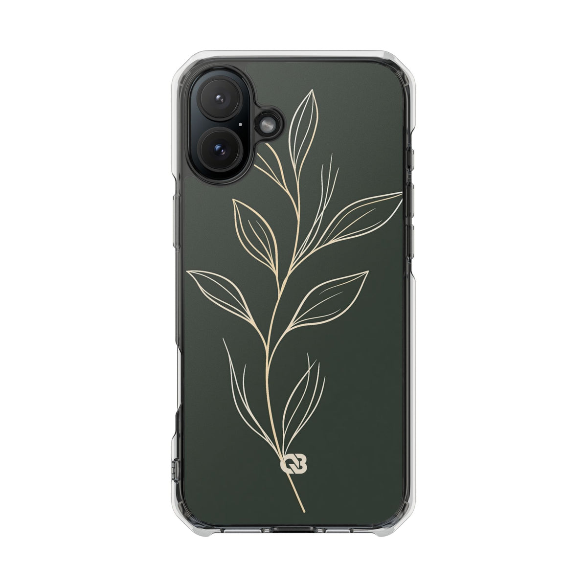 Minimal Botanical Stem · Clear Impact Magnetic Phone Case for iPhone ·  Green