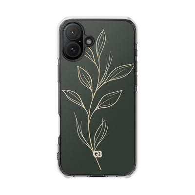 Minimal Botanical Stem · Clear Impact Magnetic Phone Case for iPhone ·  Green