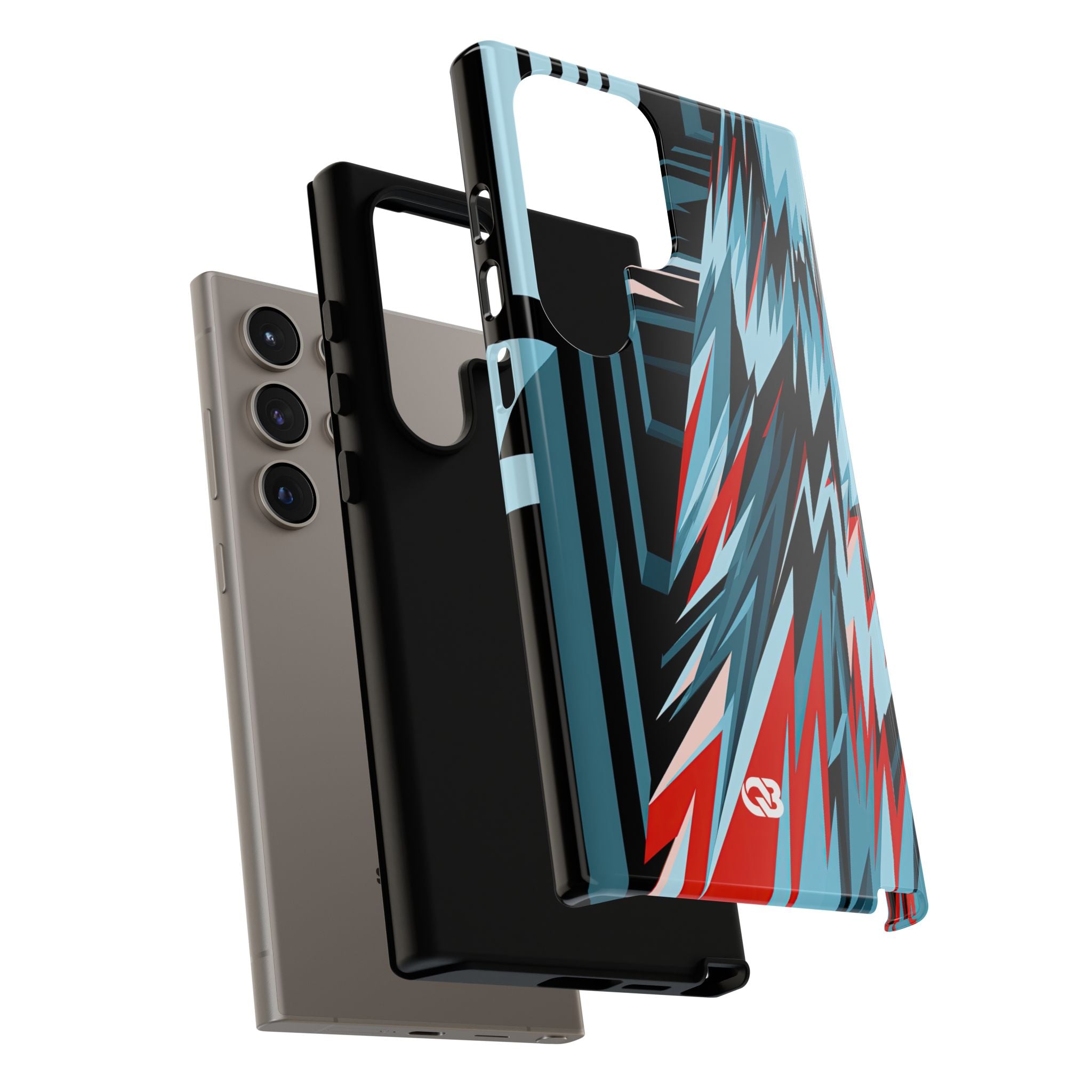 Blue Tough Phone Case for Samsung - Glitch Peak Cyan