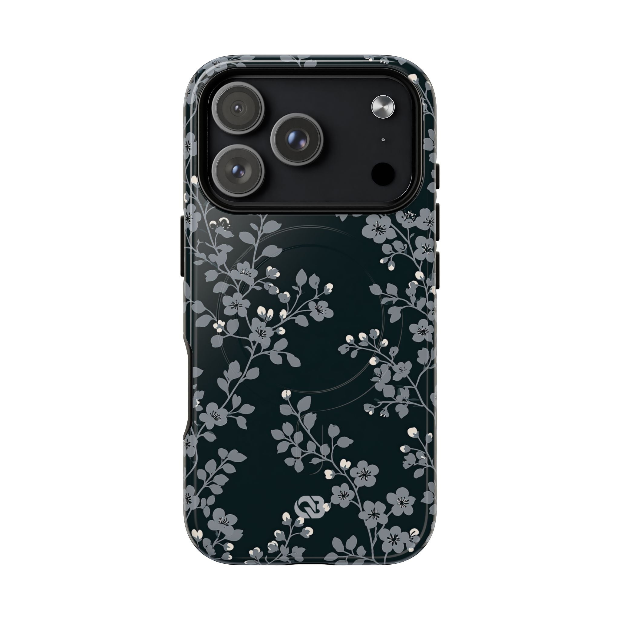 Black Tough 2.0 Magsafe Phone Case for iPhone - Midnight Slate Blossom