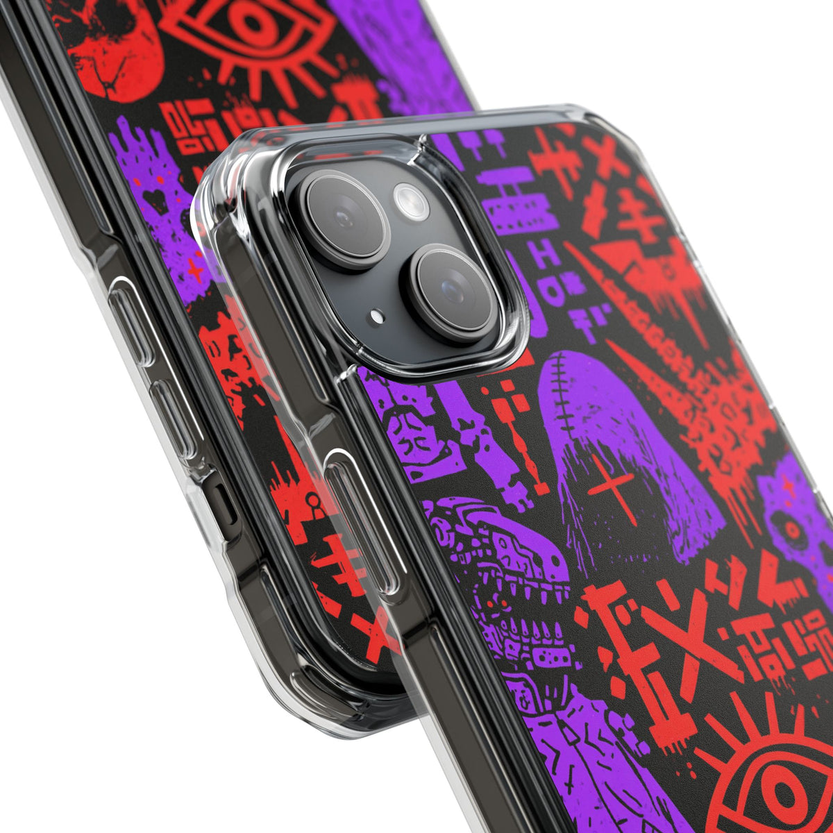Underground Cyber Glyphs · Clear Impact Magnetic Phone Case for iPhone · Black