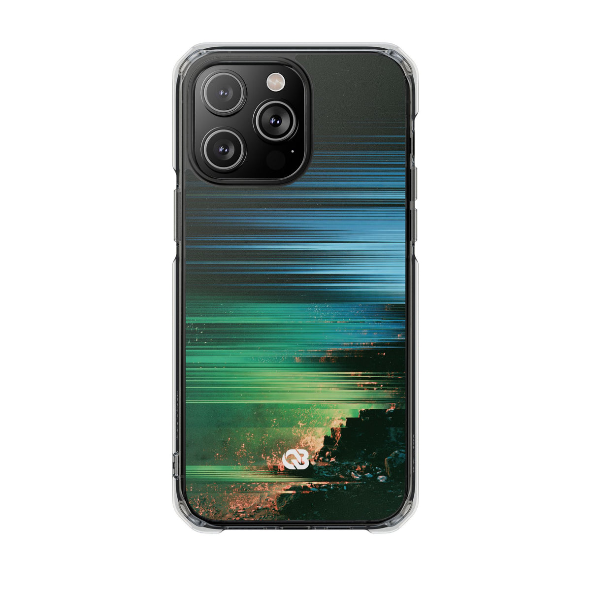 Digital Shoreline Drift · Clear Impact Magnetic Phone Case for iPhone ·  Teal