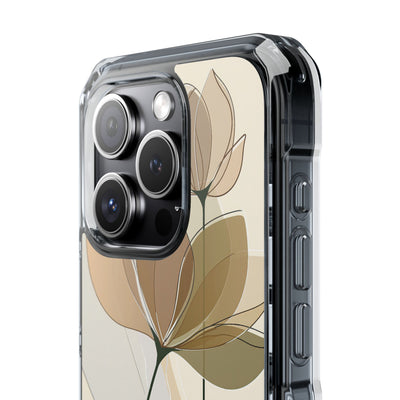Beige Impact MagSafe Phone Case for iPhone - Muted Ochre Petals