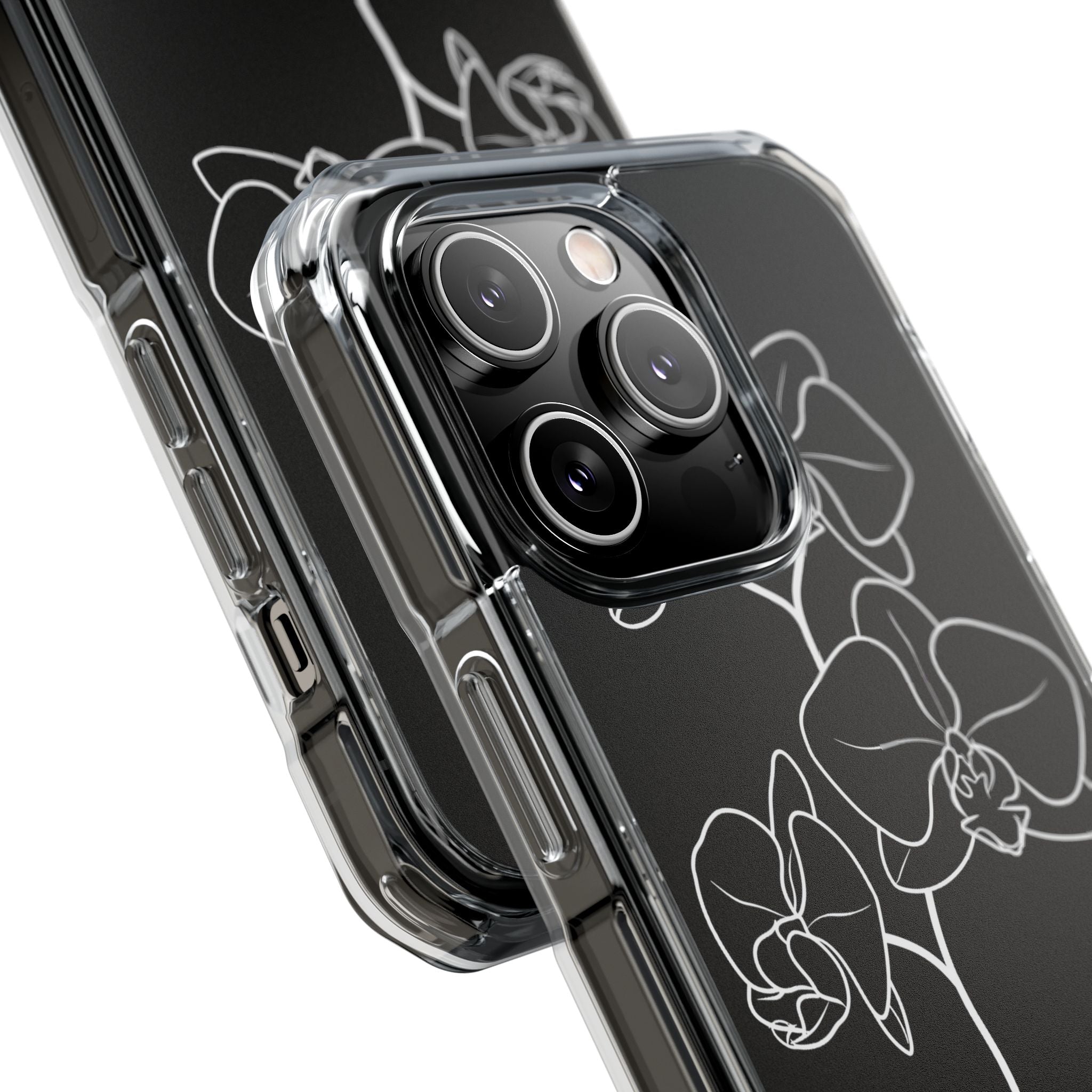 Black Impact MagSafe Phone Case for iPhone - Noir Alabaster Orchid