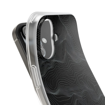 Black Lite Phone Case for iPhone - Obsidian Topo Wireframe