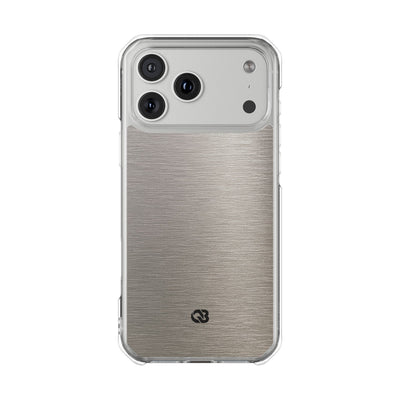Grey Impact MagSafe Phone Case for iPhone - Brushed Nickel Linen