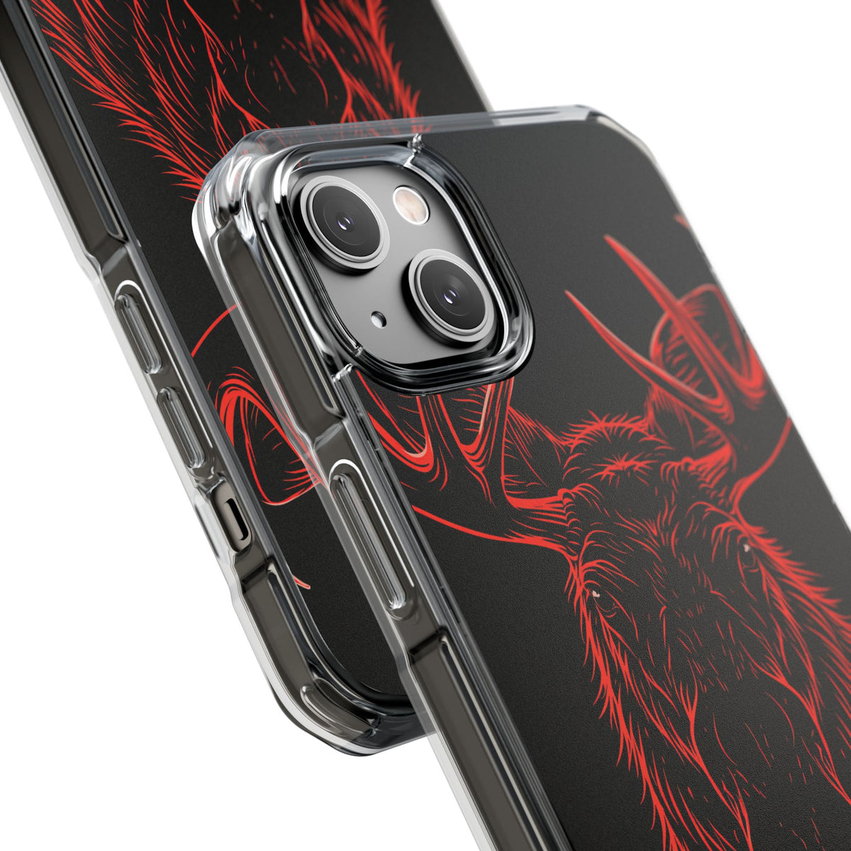 Nordic Moose Contour · Clear Impact Magnetic Phone Case for iPhone ·  Red