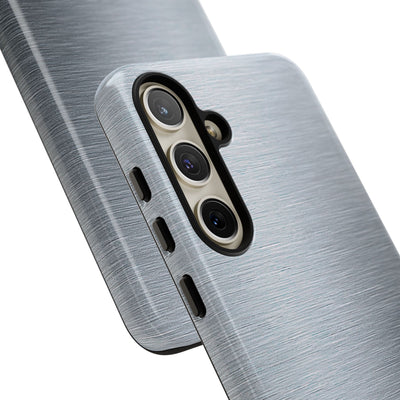 Silver Tough Phone Case for Samsung - Satin Chrome Grain