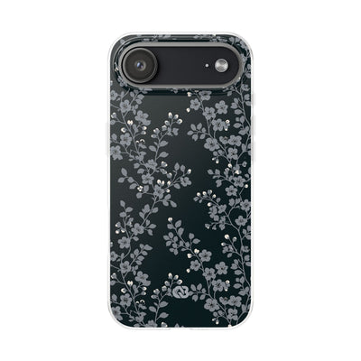 Black Lite Phone Case for iPhone - Midnight Slate Blossom
