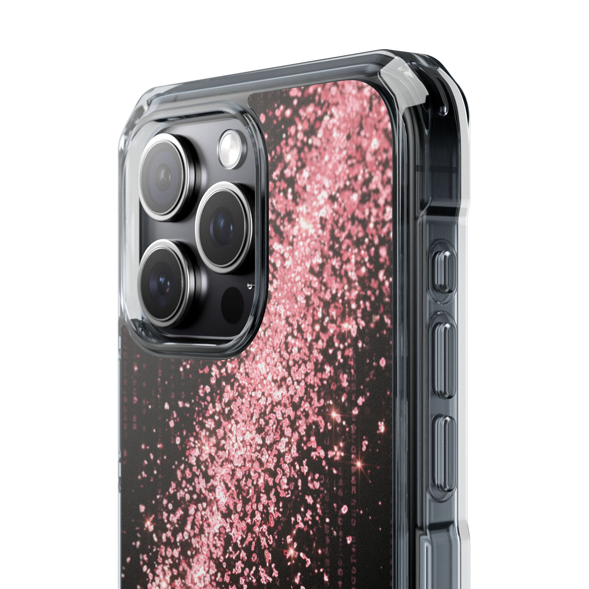 Rose Digital Cascade · Clear Impact Magnetic Phone Case for iPhone · Pink