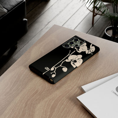 Black Tough Phone Case for Samsung - Obsidian Bone Orchid