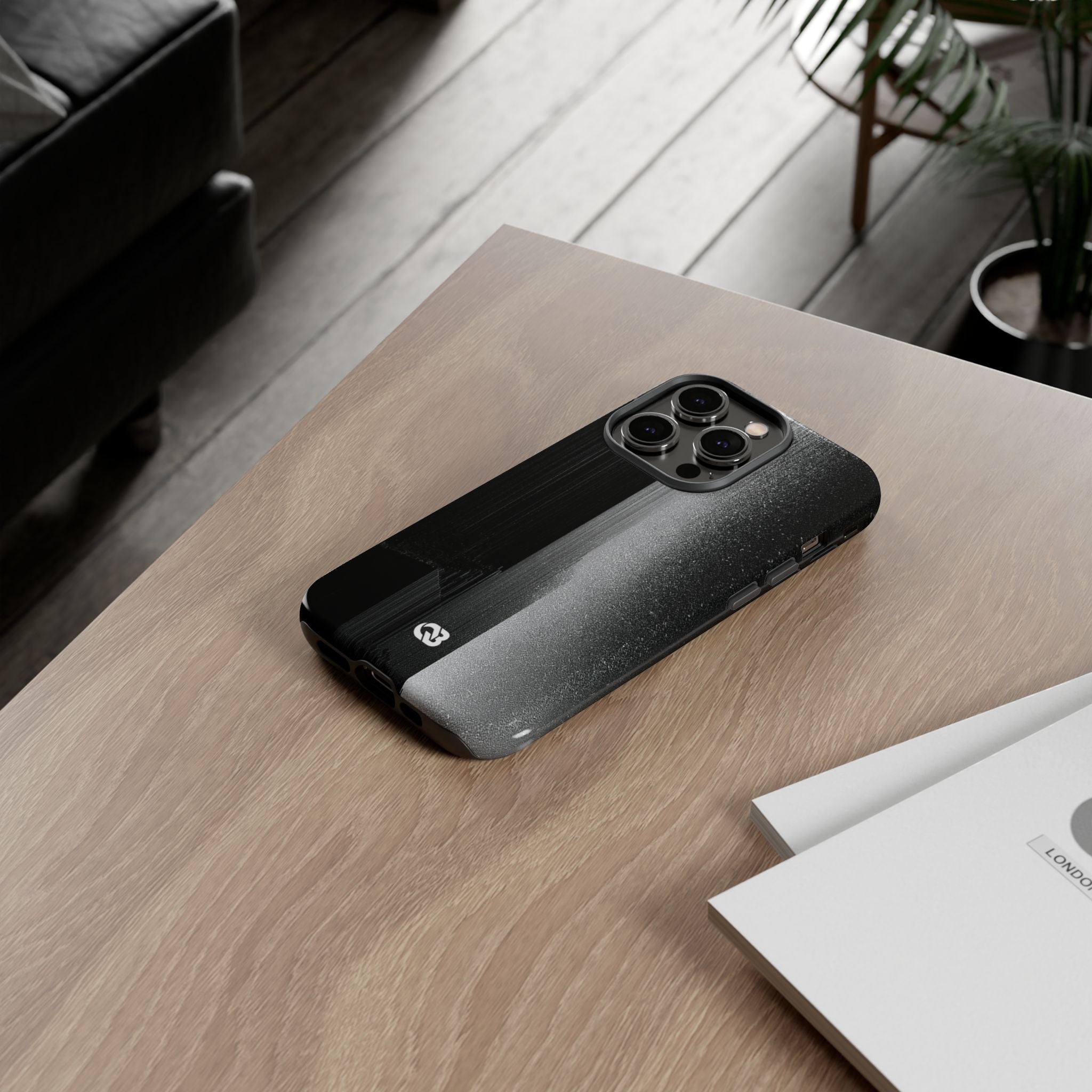 Black Tough Phone Case for iPhone - Brutalist Pixel Monolith