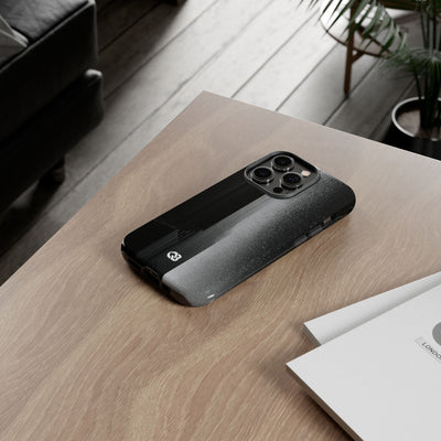 Black Tough Phone Case for iPhone - Brutalist Pixel Monolith