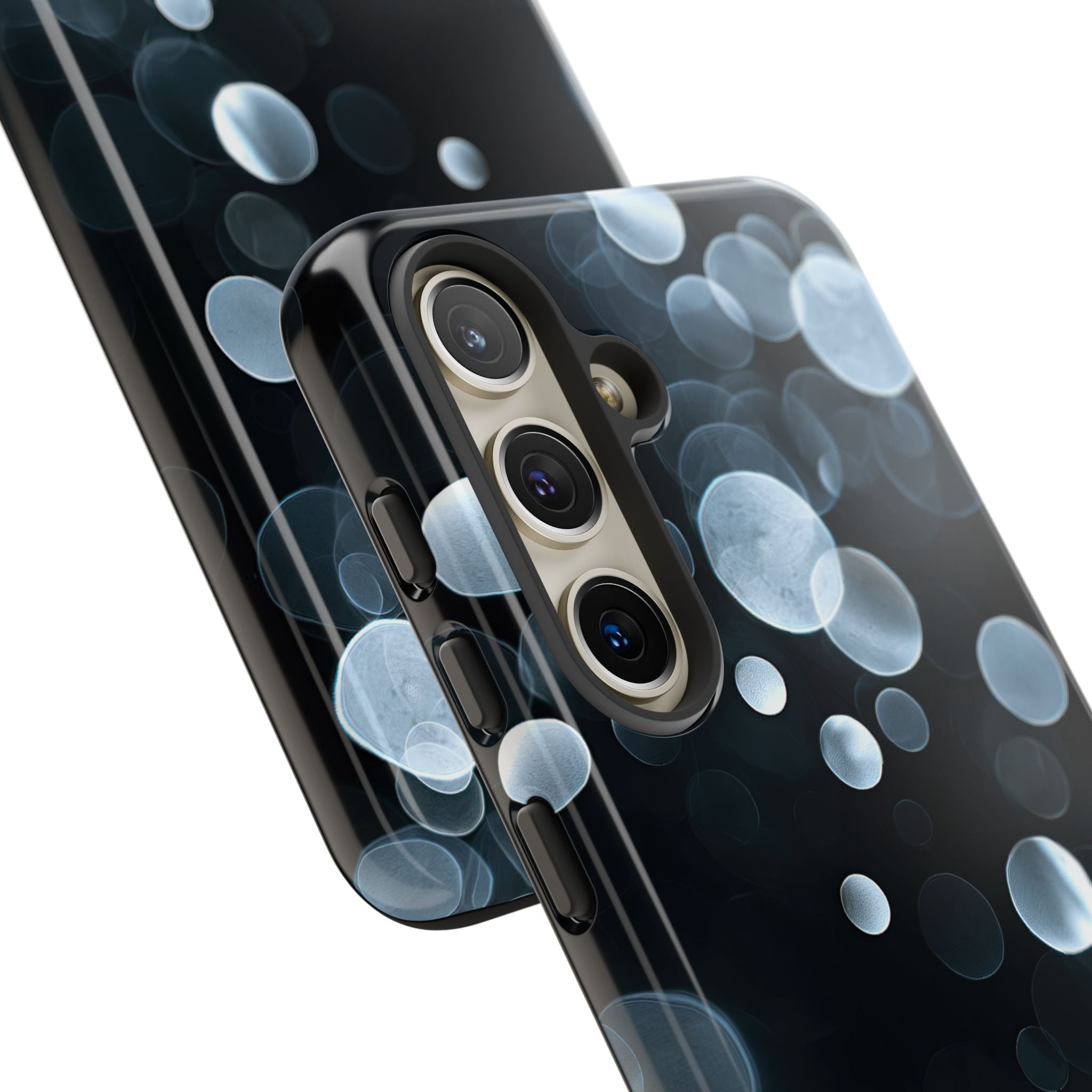 Black Tough Phone Case for Samsung - Silver Orbit Glow