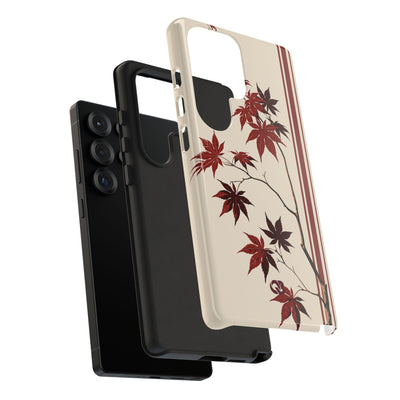 Red Tough Phone Case for Samsung - Crimson Momiji Stripe