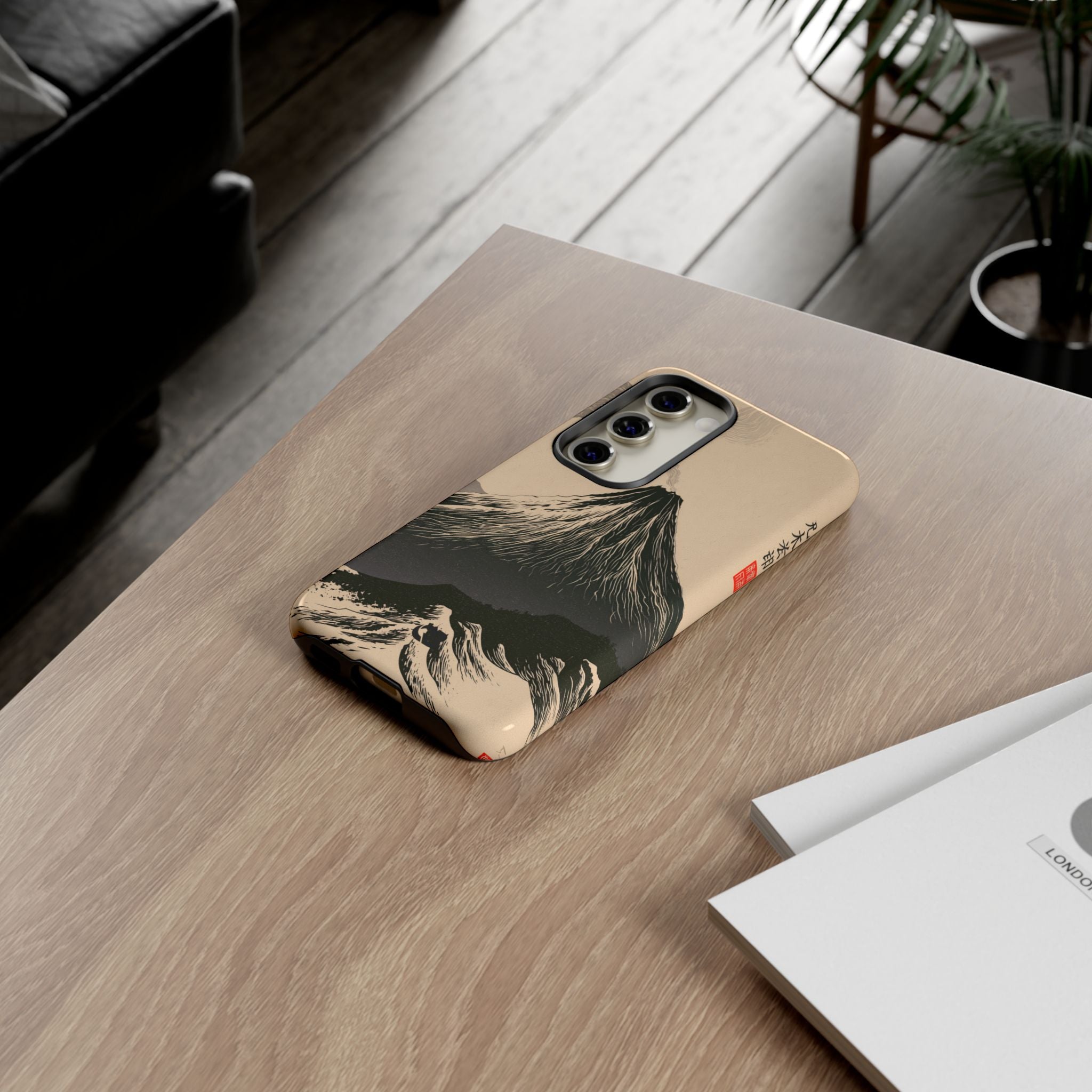 Beige Tough Phone Case for Samsung - Obsidian Ink Summit