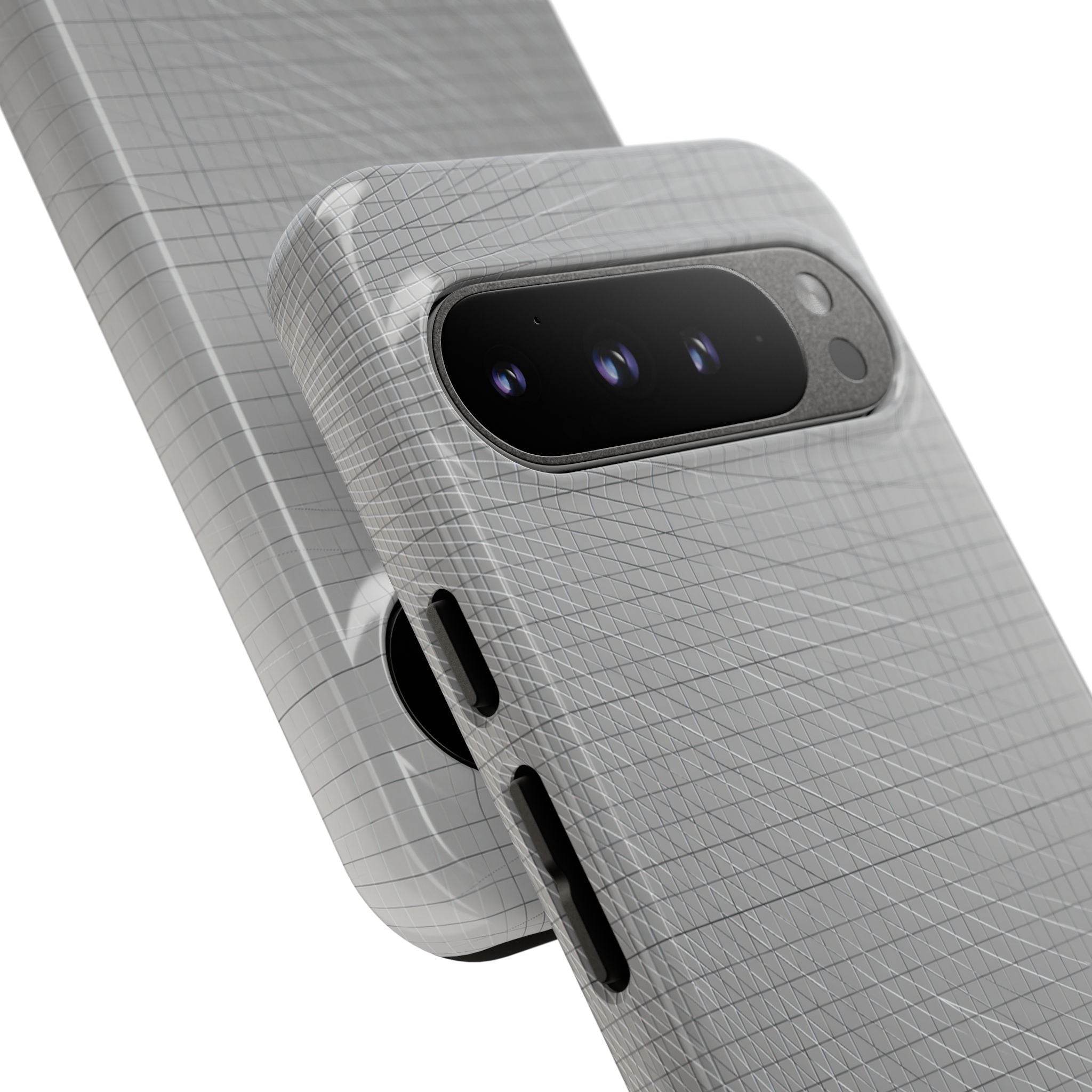 Grey Tough Phone Case for Google Pixel - Chrome Mesh Warp