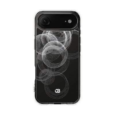 Black Impact MagSafe Phone Case for iPhone - Kinetic Wireframe Orbit