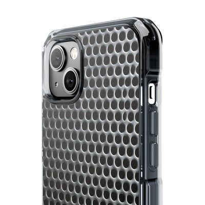 Brushed Perforated Steel · Clear Impact Magnetic Phone Case for iPhone ·  Silver