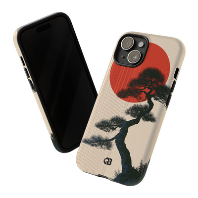 Beige Tough Phone Case for iPhone - Kyoto Crimson Pine