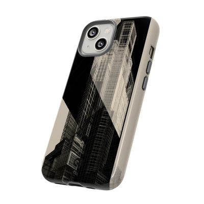 Beige Tough Phone Case for iPhone - Monolith Urban Grid