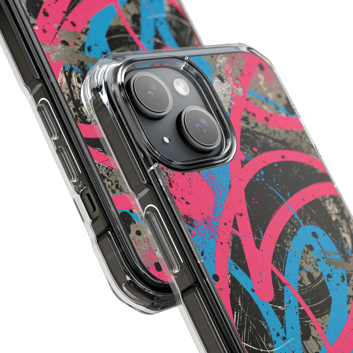 Cyber Splatter Flow · Clear Impact Magnetic Phone Case for iPhone · Pink