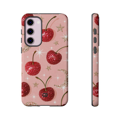 Bedazzled Ruby Cherries · Tough Phone Case for Samsung · Pink