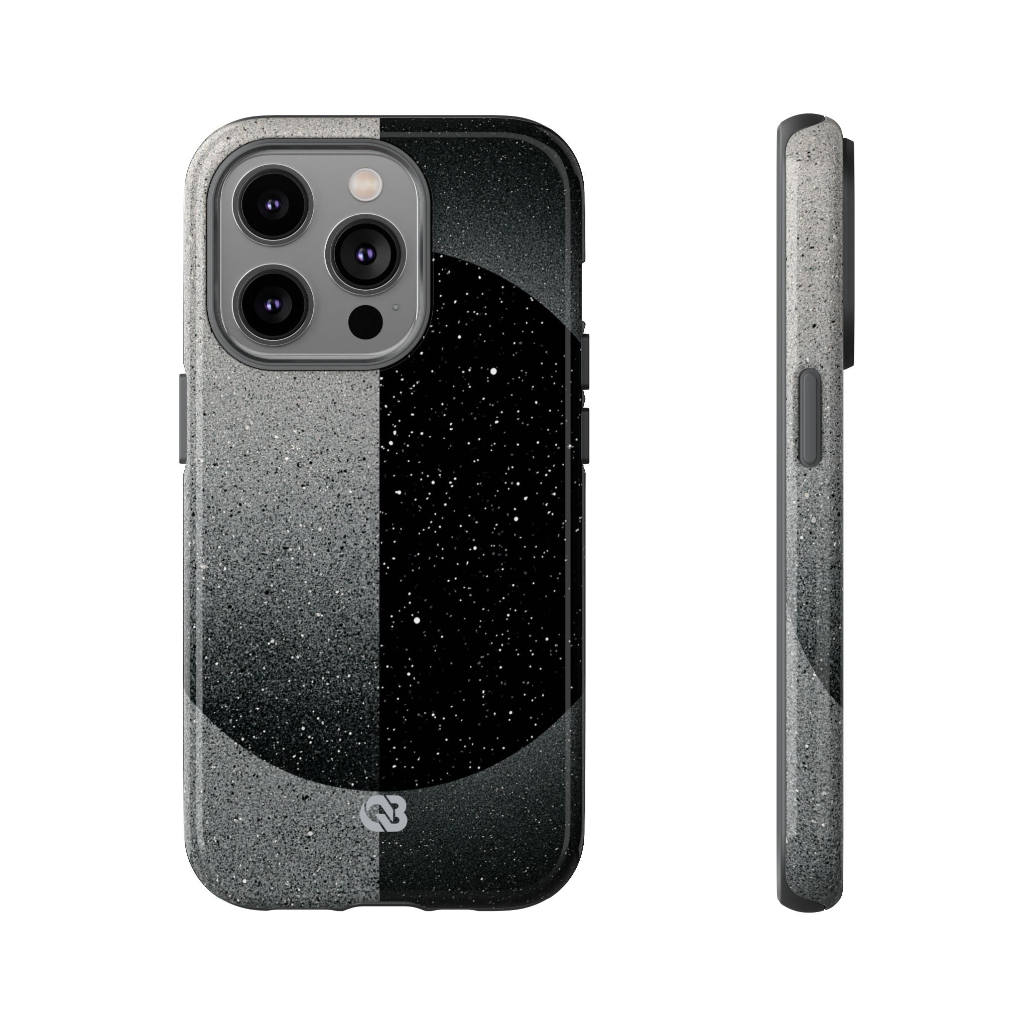 Black Tough Phone Case for iPhone - Lunar Static Orbit