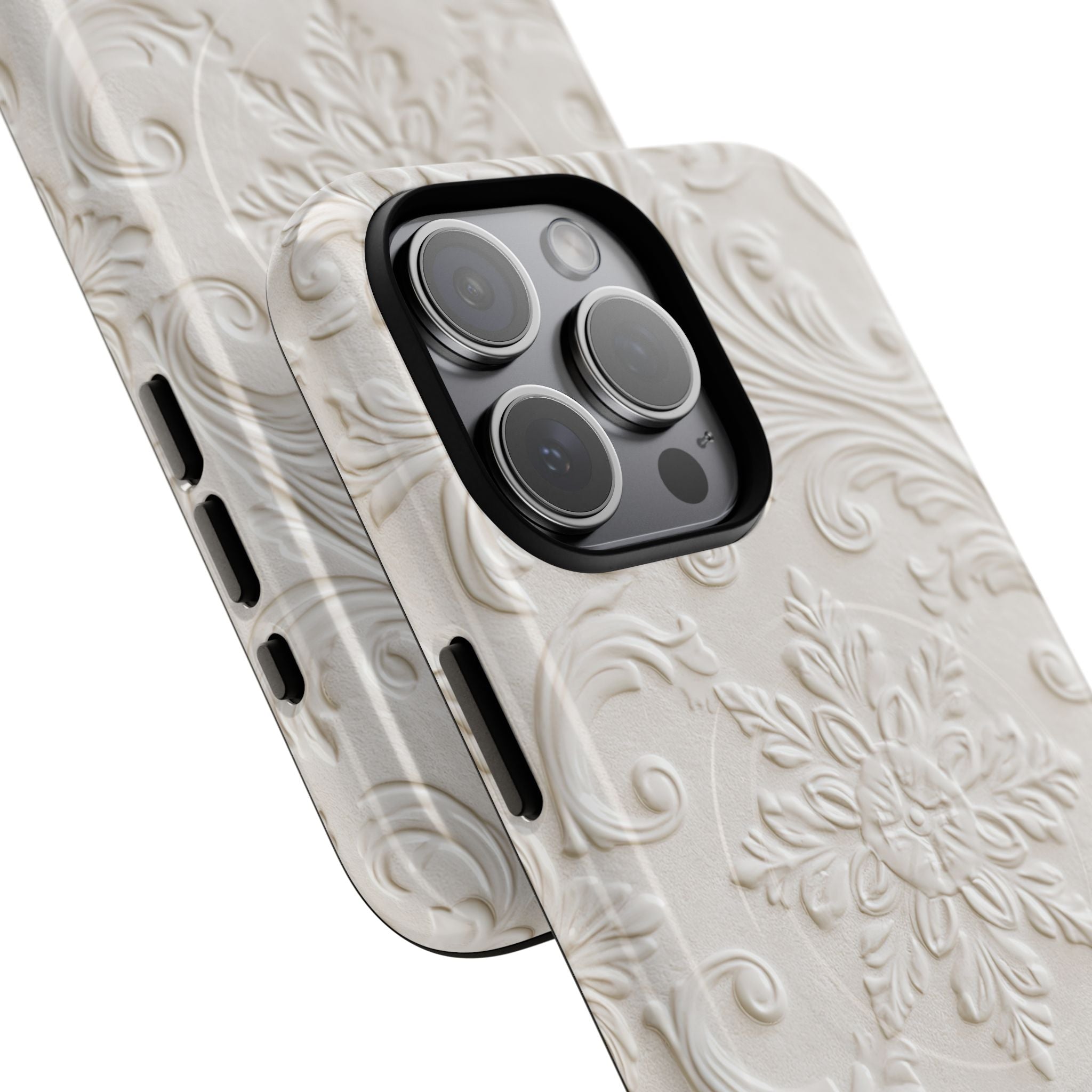 White Tough 2.0 Magsafe Phone Case for iPhone - Alabaster Floral Relief