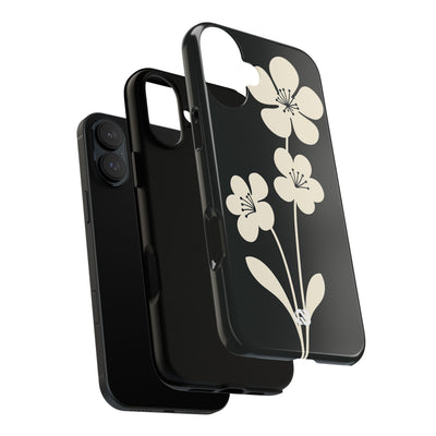 Black Tough Phone Case for iPhone - Obsidian Cream Bloom