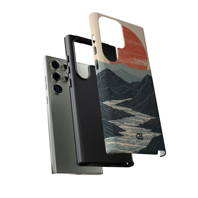 Beige Tough Phone Case for Samsung - Crimson Ridge Flow
