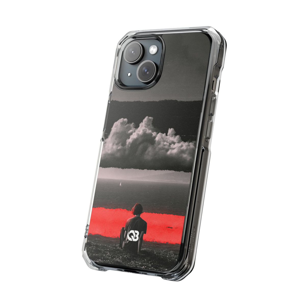 Crimson Horizon · Clear Impact Magnetic Phone Case for iPhone ·  Black