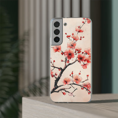 Crimson Silk Flora · Soft Phone Case for Samsung
