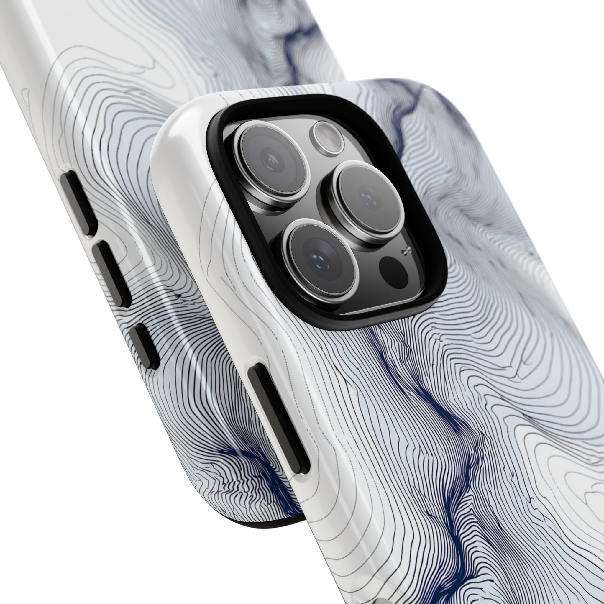 White Tough Phone Case for iPhone - Nordic Ridge Topo