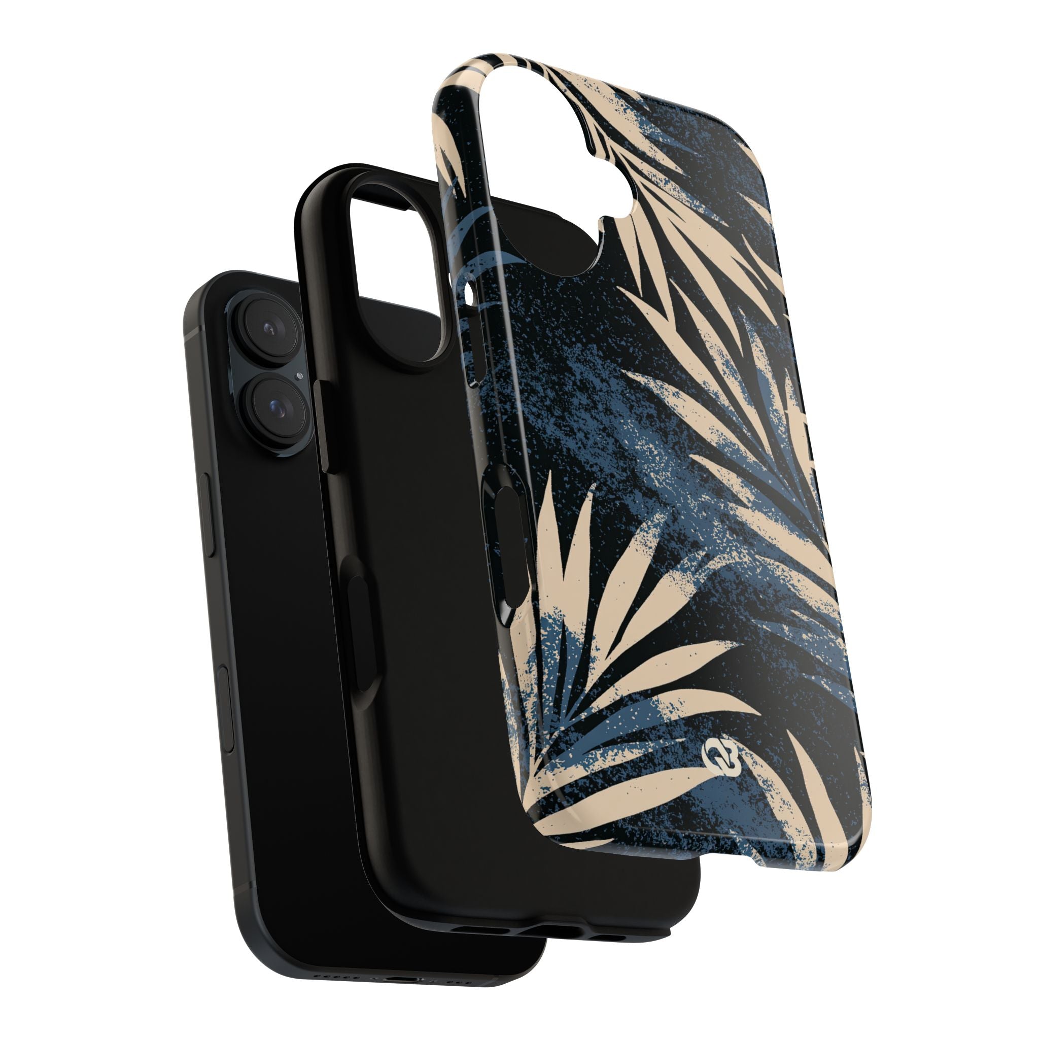 Blue Tough Phone Case for iPhone - Midnight Indigo Palm