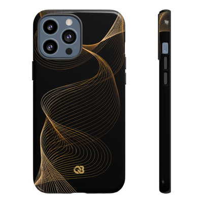 Golden Contour Flow · Tough Phone Case for iPhone · Black