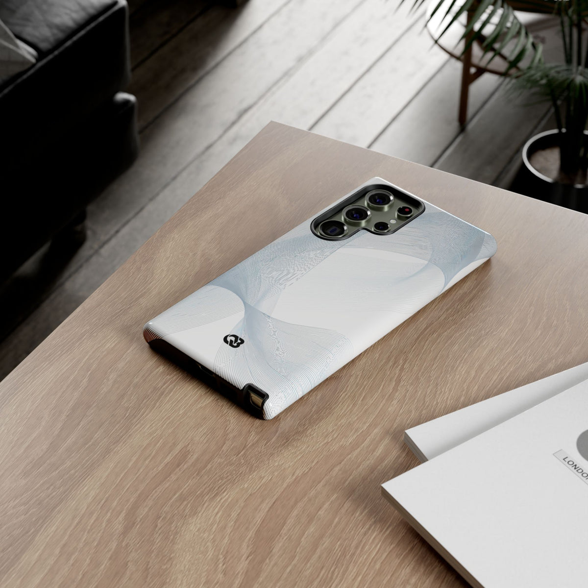 White Tough Phone Case for Samsung - Arctic Line Current