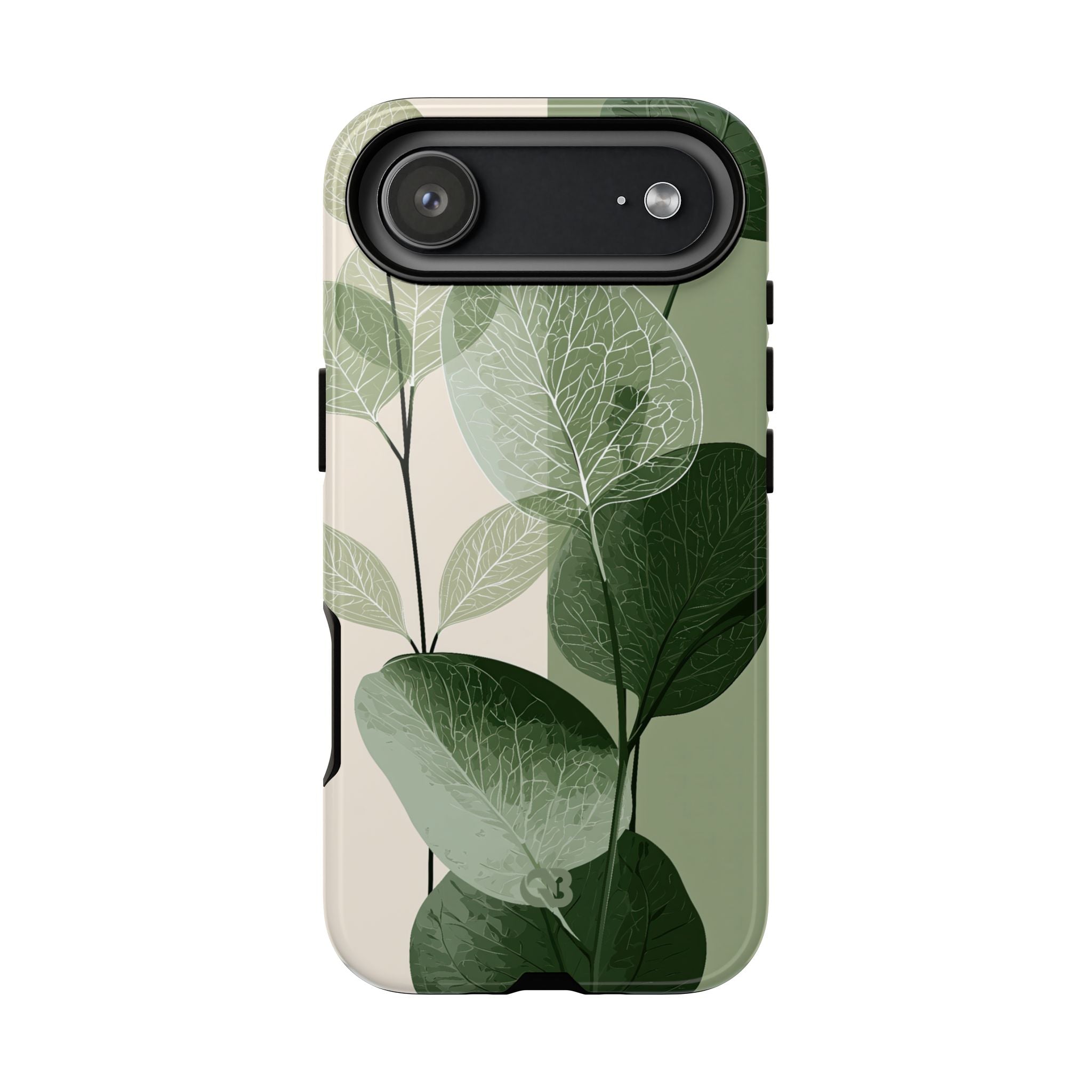 Green Tough Phone Case for iPhone - Sage Leaf Skeletals