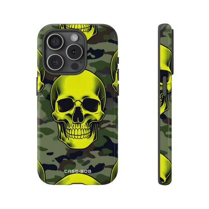 Neon Skull Camo iPhone 15 Pro Case - Tough