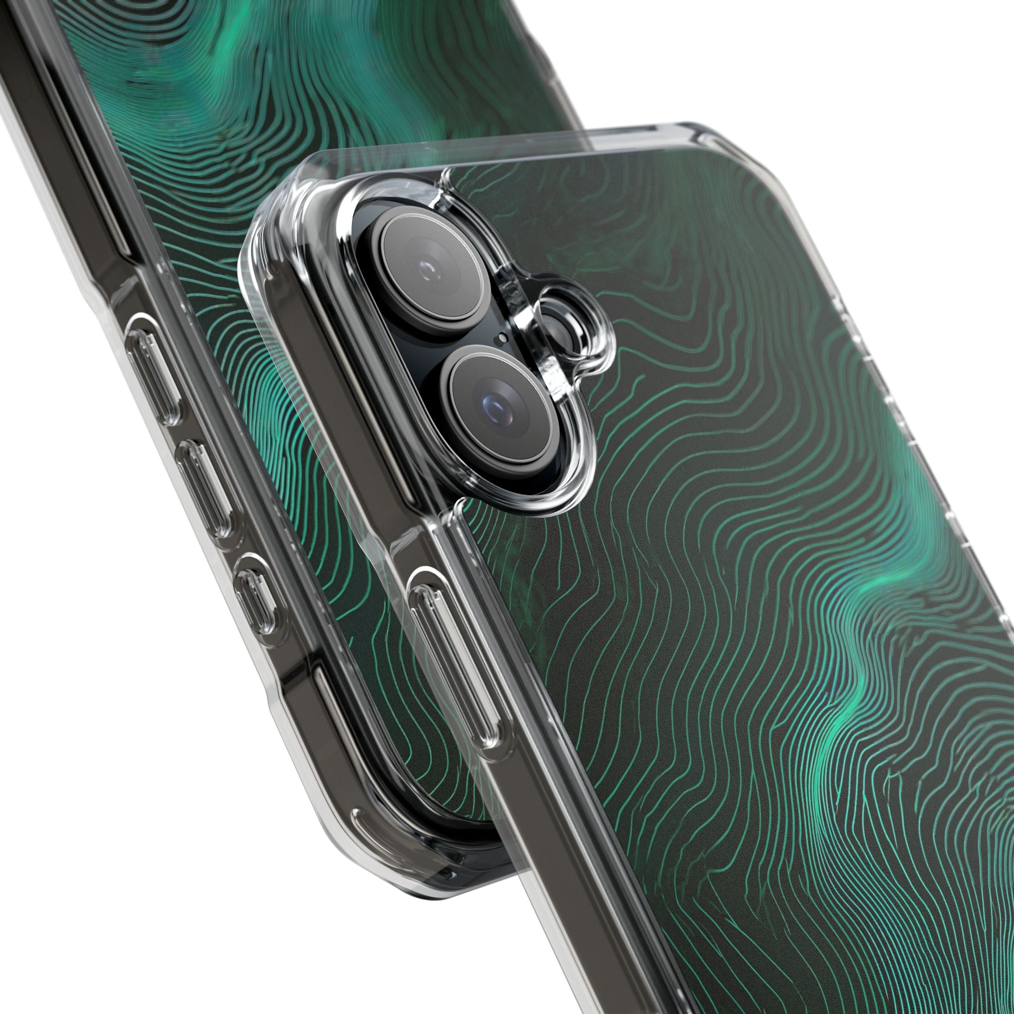 Teal Impact MagSafe Phone Case for iPhone - Neon Jade Contour