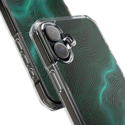 Teal Impact MagSafe Phone Case for iPhone - Neon Jade Contour