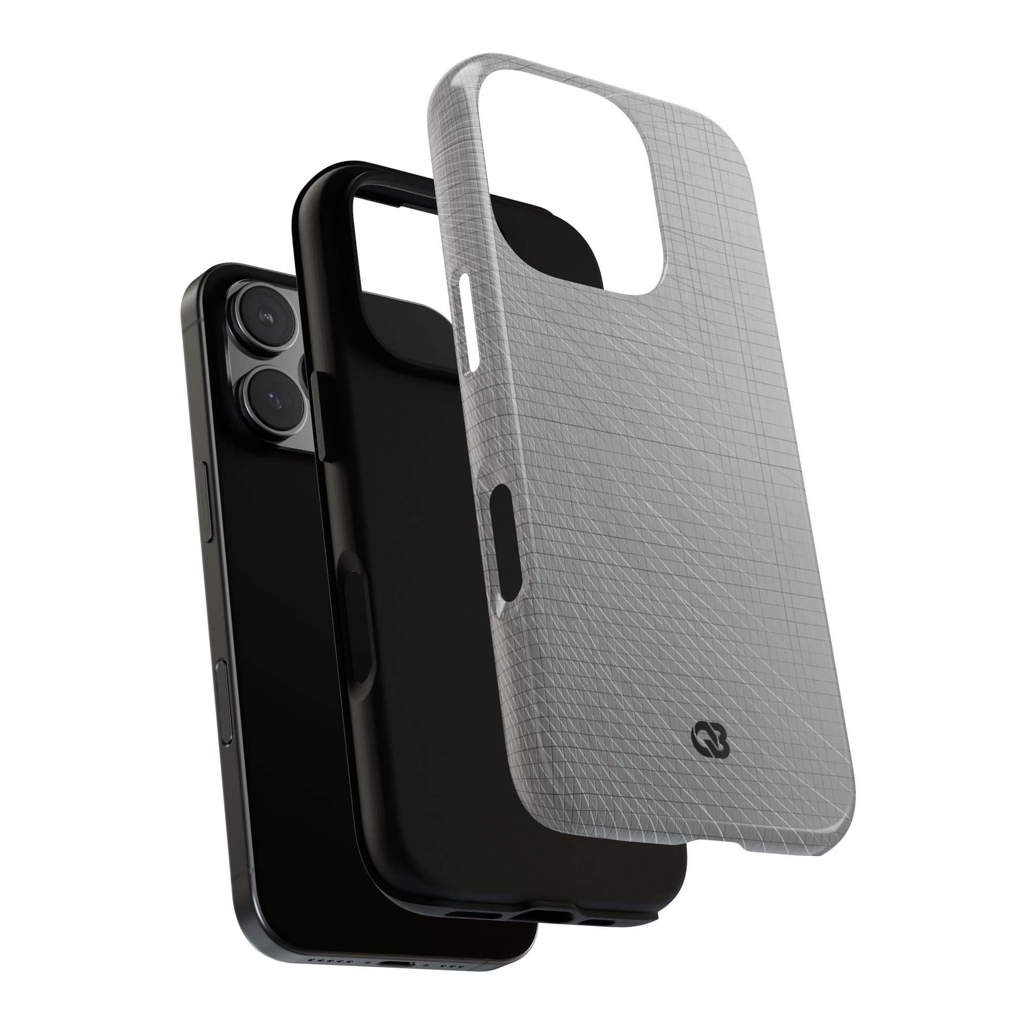 Grey Tough Phone Case for iPhone - Chrome Mesh Warp